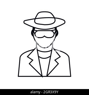 Detective icon, outline style Stock Vector