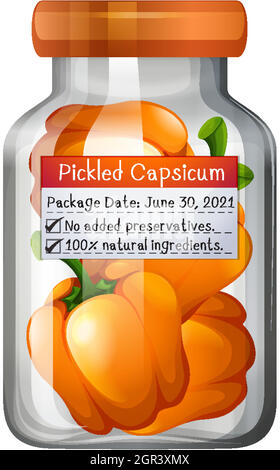 Capsicum preserve in glass jar Stock Vector