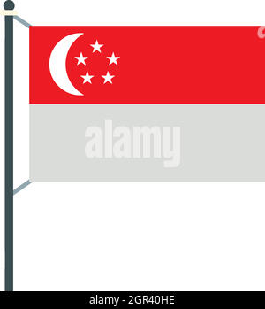 Flag of Singapore icon in flat style Stock Vector