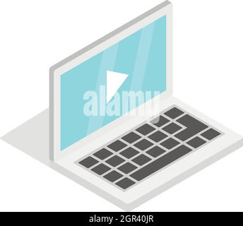 Video movie media player on the laptop icon Stock Vector