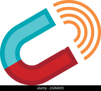 Horseshoe magnet icon in flat style Stock Vector