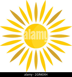 Sun icon in flat style Stock Vector