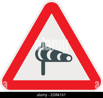 Sign warning about cross wind from the left icon Stock Vector