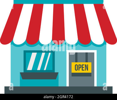 Shop store icon, flat style Stock Vector