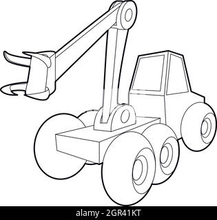 Hydraulic crane icon, outline style Stock Vector