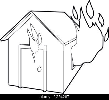 House on fire icon, outline style Stock Vector
