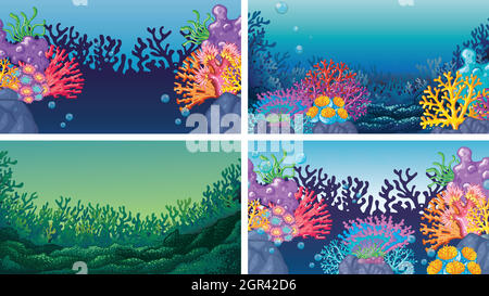 Set of scenes in nature setting Stock Vector