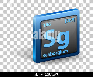 Seaborgium chemical element. Chemical symbol with atomic number and atomic mass. Stock Vector