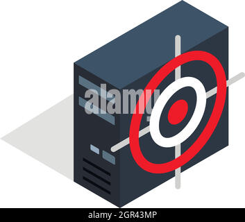 Computer system unit and red target icon Stock Vector