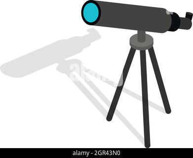 Telescope icon, isometric 3d style Stock Vector