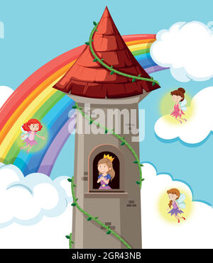 Princess on the castle Stock Vector