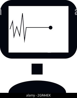 Pulse graph on monitor icon, simple style Stock Vector