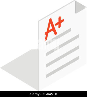 Perfect grade on a paper test icon Stock Vector
