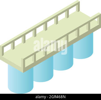 Concrete bridge icon, cartoon style Stock Vector