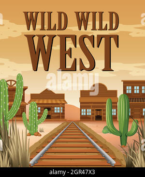 Poster for wild west town illustration Stock Vector Image & Art - Alamy
