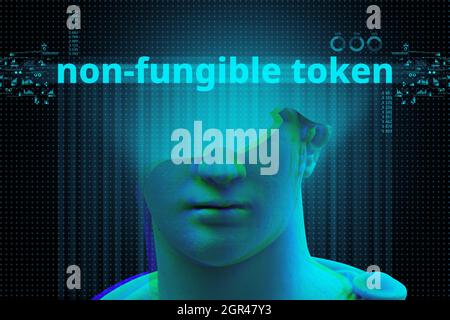 Digital key NFT its non-fungible token based on cryptocurrency. Stock Photo