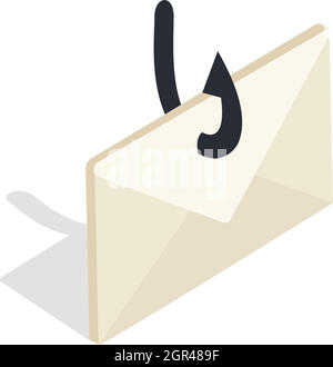 Internet fishing icon in isometric 3d style Stock Vector