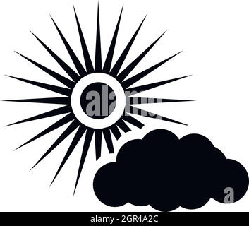 Sun and cloud icon, simple style Stock Vector