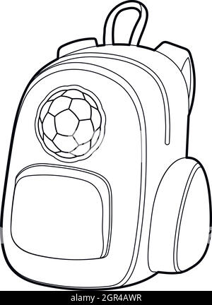 Isolated, sketch, one line drawing of school backpack • wall stickers  simple, outline, baggage