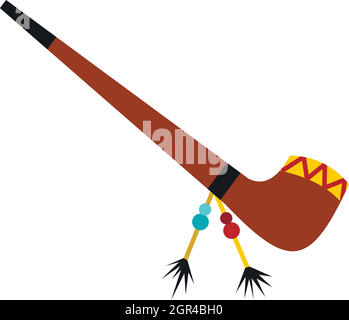 Traditional Indian smoking pipe of peace icon Stock Vector