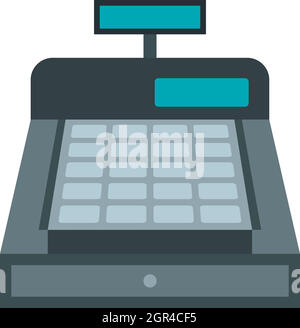 Shopping cash register icon, flat style Stock Vector