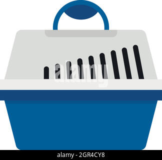 Plastic pet carrier icon, flat style Stock Vector