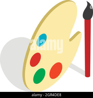 Art palette with paints and brush icon Stock Vector