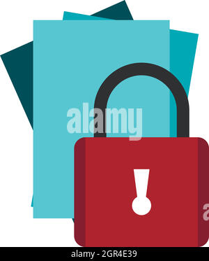 Document protection icon, flat style Stock Vector