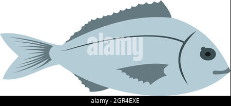 Bream fish icon in flat style Stock Vector