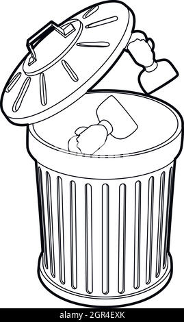 Resume thrown away in the trash can icon Stock Vector