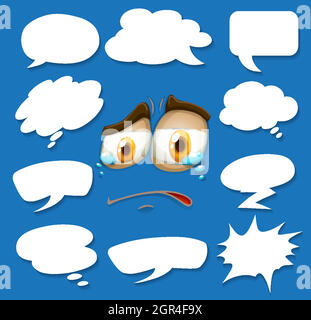 Different shapes of speech bubbles on blue background Stock Vector