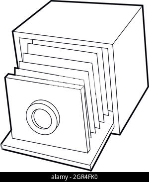 Retro camera icon, outline style Stock Vector