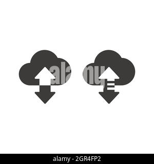 Cloud upload and download black vector icon Stock Vector