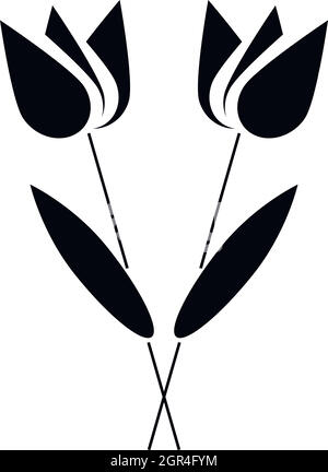 Two flowers icon in simple style Stock Vector