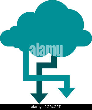 Storing files in cloud icon, flat style Stock Vector