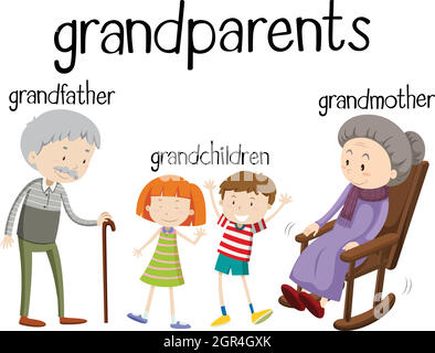 Grandparents and grandchildren together Stock Vector