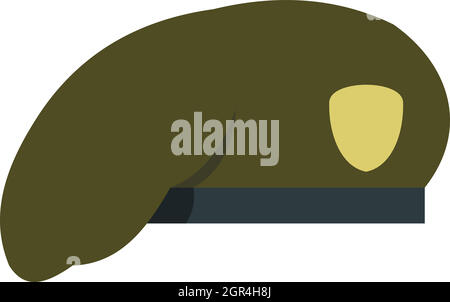 Military beret icon, flat style Stock Vector