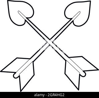 Cross arrows icon, outline style Stock Vector