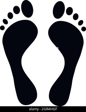 Black footprint icon, simple style Stock Vector