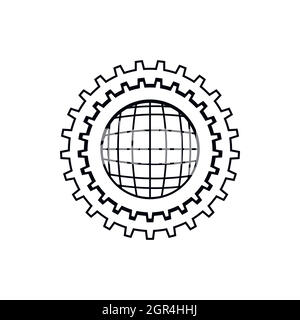 World setting online icon, outline style Stock Vector