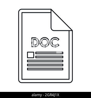 DOC file format icon, outline style Stock Vector