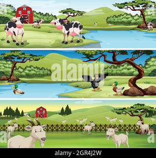 Farm animals living on the farm illustration Stock Vector Image & Art ...
