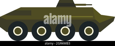 Armoured troop carrier wheeled icon, flat style Stock Vector