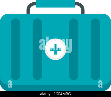 Blue first aid kit icon, flat style Stock Vector