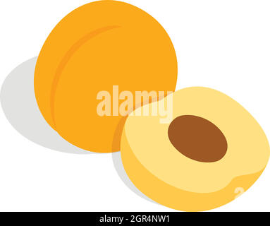 Fresh apricot fruits icon, isometric 3d style Stock Vector