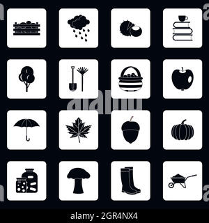 Autumn icons set, simple style Stock Vector