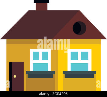 Small yellow cottage with brown roof icon Stock Vector Image & Art - Alamy