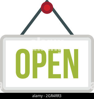 Open sign board icon, flat style Stock Vector