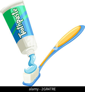 Tube of toothpaste and a toothbrush isolated on white background. Oral ...