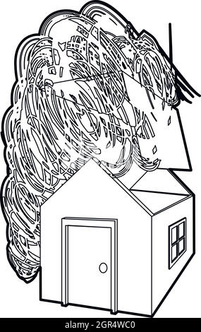 House destroyed by hurricane icon, outline style Stock Vector